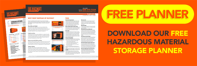 Get a free Chemical Storage safety and Hazardous Material storage guide from U.S. Hazmat Rentals®.