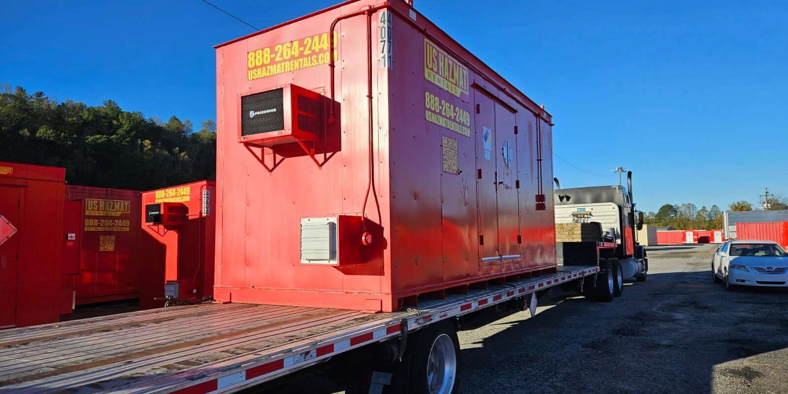 4-Hour Fire-Rated Chemical Storage Building 4FS2008 is our 4-Hour Fire-Rated Chemical Storage Building delivered to VA by US Hazmat Rentals.